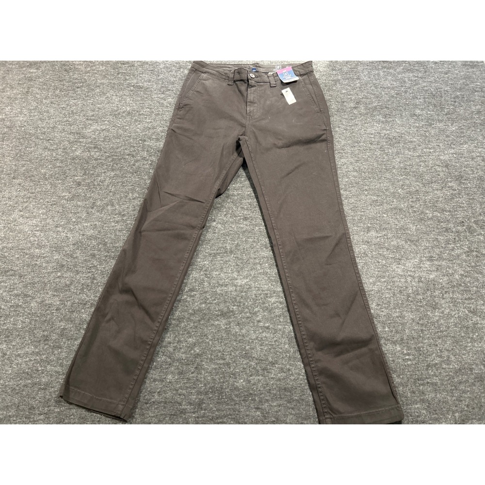 George Casual Chino Pants Mens 32x32 Black Soot New Slim Fit
